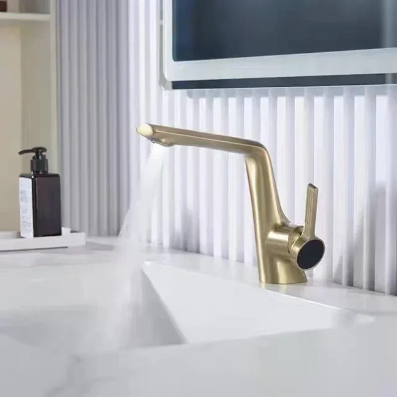 Grifo monomando de lavabo de agua fría y caliente de un solo orificio de aleación Ainc, grifo de lavabo con manguera para Baño