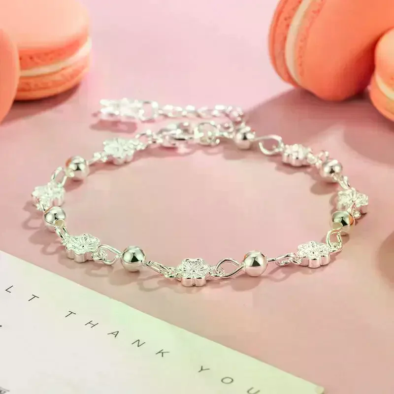 Silver Butterfly Charm Bracelet for Women with Peach Blossom Style Stunning Gift Option
