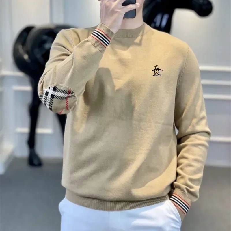 2024 Men Knitted Sweater Golf Shirts Luxury Long Sleeves Top Fashion Casual Round Neck Windproof Blouse NEW Autumn Golf Wear Men