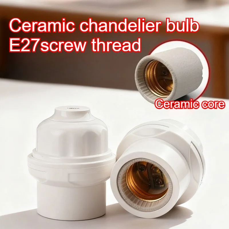 

Screw-in E27 high-temperature resistant ceramic + pp lamp holder universal suspended thickened spiral chandelier lamp holder