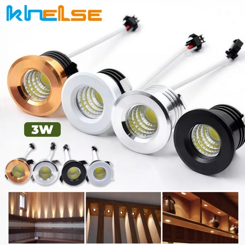3W Recessed LED Cabinet Mini Downlight DC12V/24V 110/220V Jewelry Display Light Stair Closet Shelf Ceiling Spot Lighting Fixture