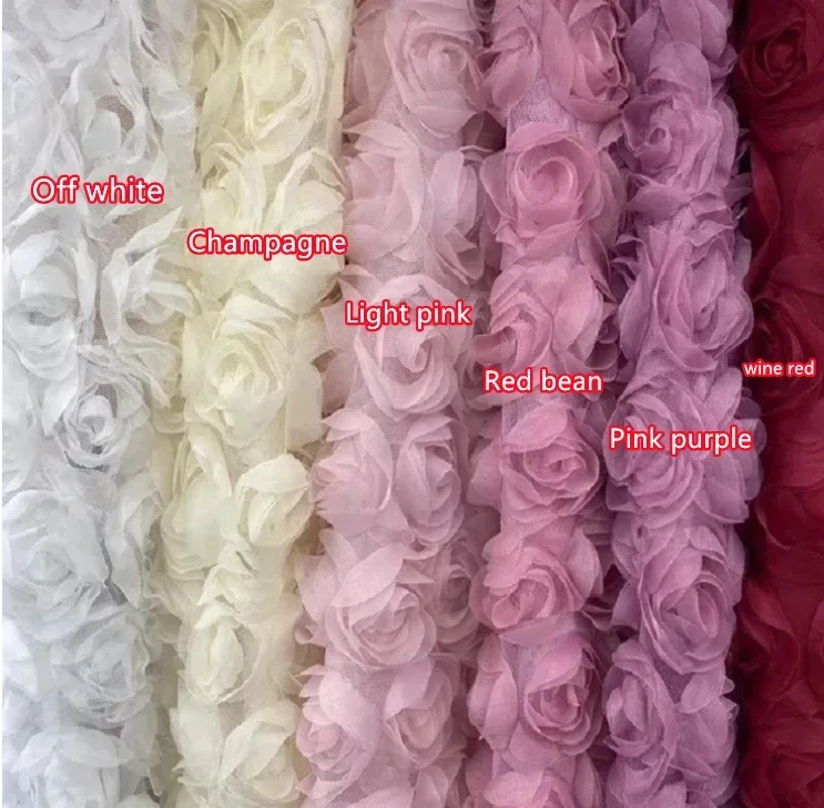 3D Large Rose Embroidered Lace Fabric, Discoloration Flower Children\'s Applique Clothing, Dress Fashion, RS24458