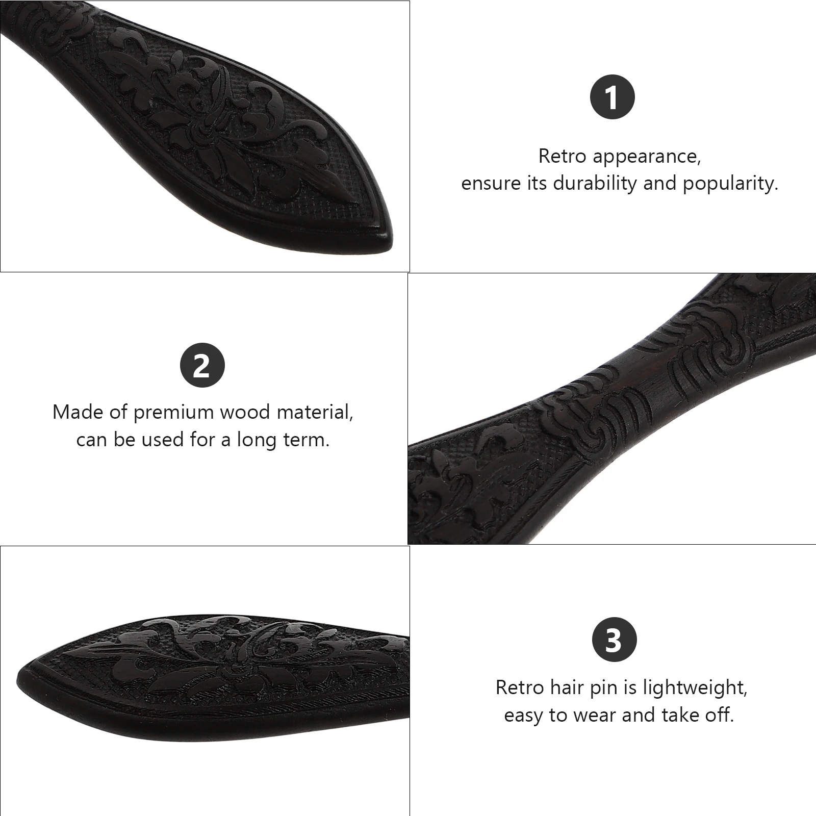 

Sandalwood Hair Pin Retro Design Lightweight Comfortable for Wedding Office Daily Birthday Valentine Gift for Women Headdress