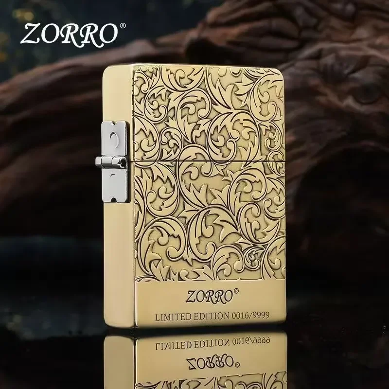 ZORRO Original Copper Carved Bottom Label Tangcao Kerosenes Windproof Lighter Boys Holiday Gift Birthday Gift