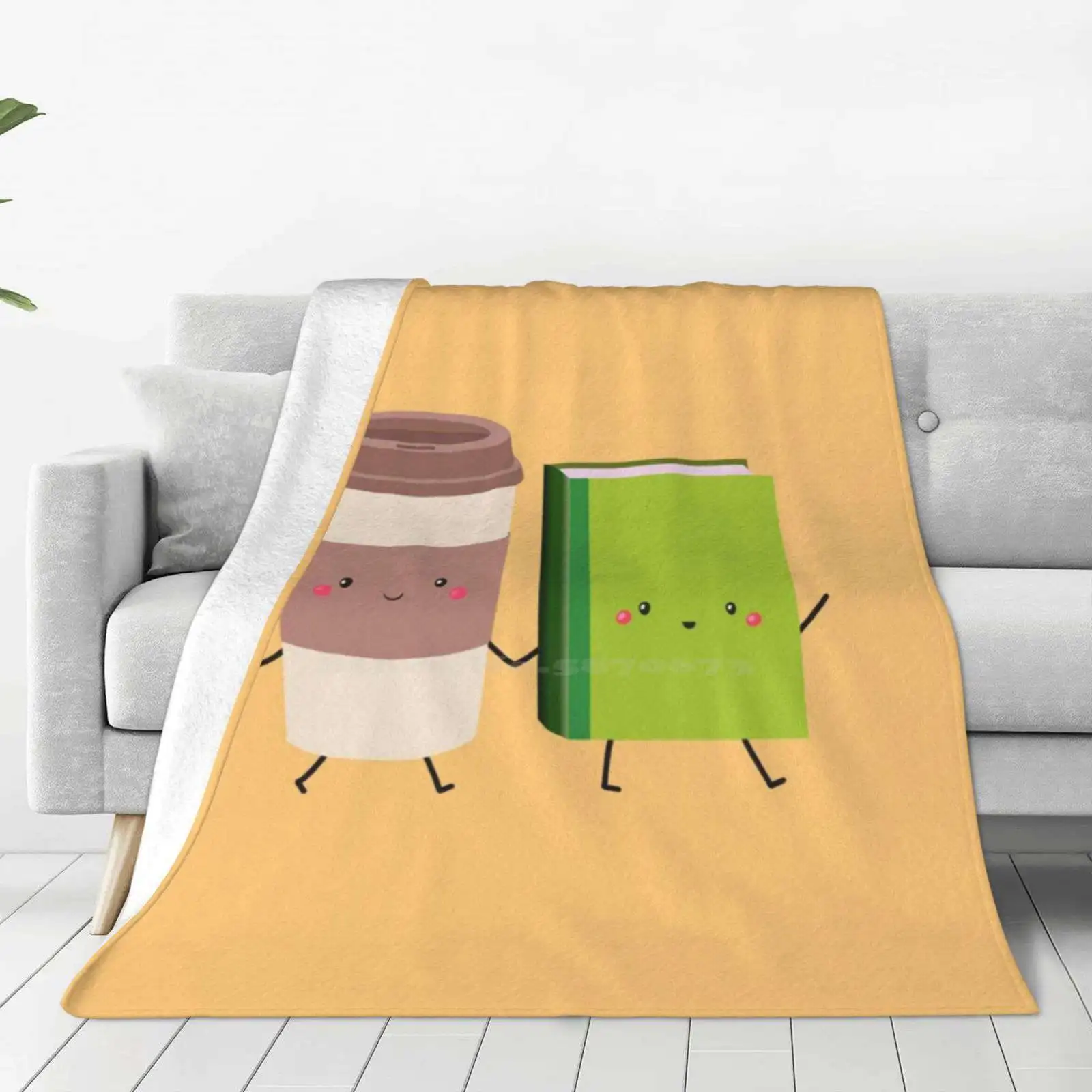 Let'S Go For A Walk New Print Novelty Fashion Soft Warm Blanket Fall Walk September Leaves Park Cute Reading Book Coffee Kawaii