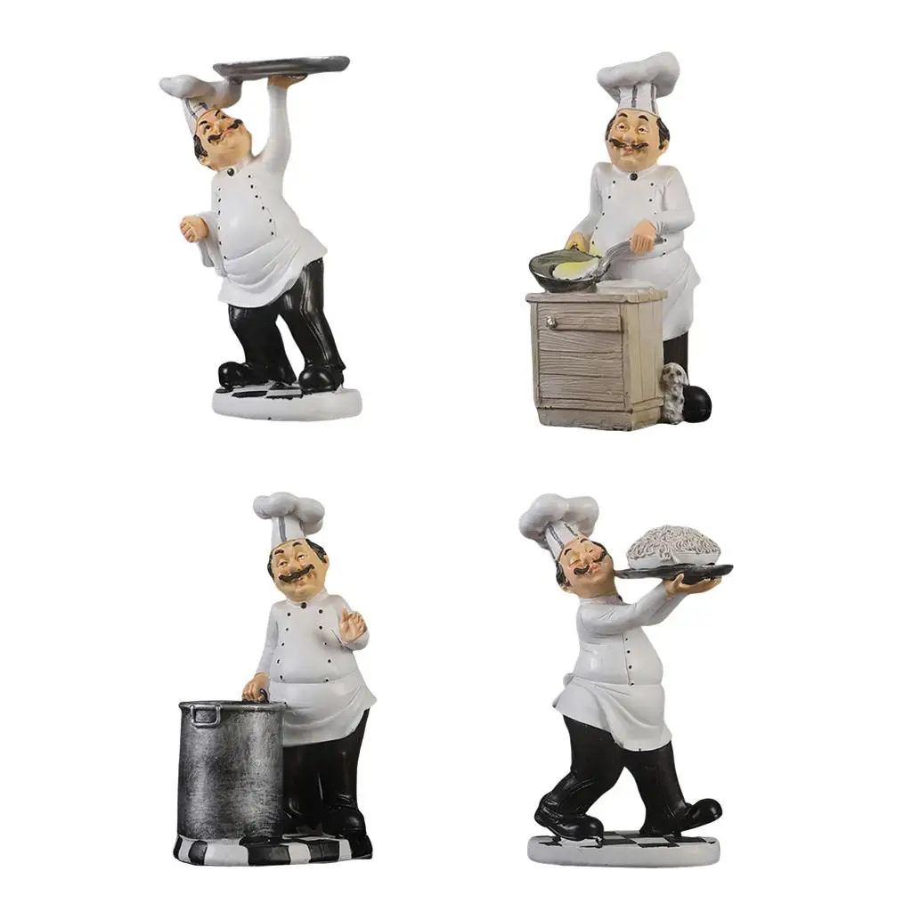 Porcelain Figurine Inspired French Chef Statue Ornament Resin Decorative Desktop Sculpture for Kitchen Restaurant