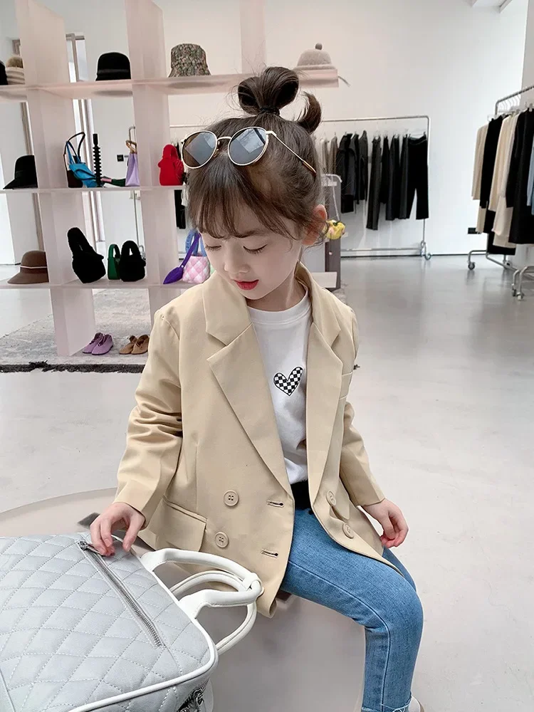 3-12 Years Girls Suit Solid Casual Button Blazer 2022 Spring Kids Jacket for Girls Korean Style Children\'s Clothing 7 8 9 10 11