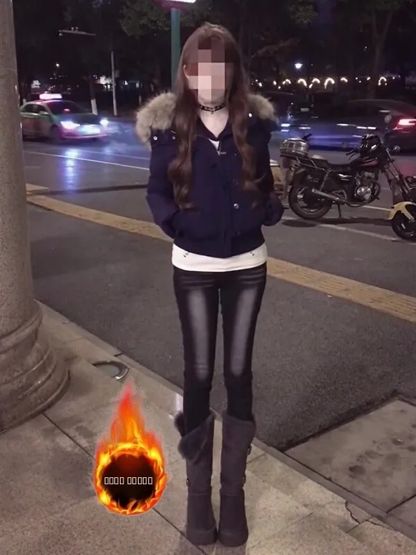 

Ретро-джинсы-карандаш в американском стиле с флисовой подкладкой, высокой талией, утепленные, женские, зимние, теплые, эластичные, облегающие, подходят для ношения с ботинками