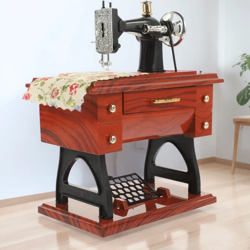 

Vintage Sewing Machine Music Box Creative Ornament Musical Decorative Home Gift Fair-Sounding Melody Musical Sweing Machine