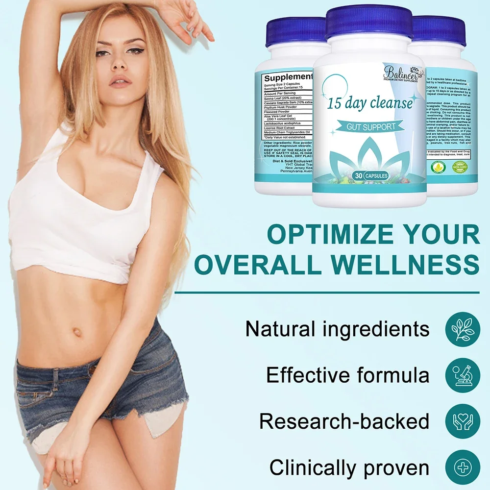 15 Day Cleanse, Helps Cleanse The Intestines Colon Cleanse, Suitable for Women and Men