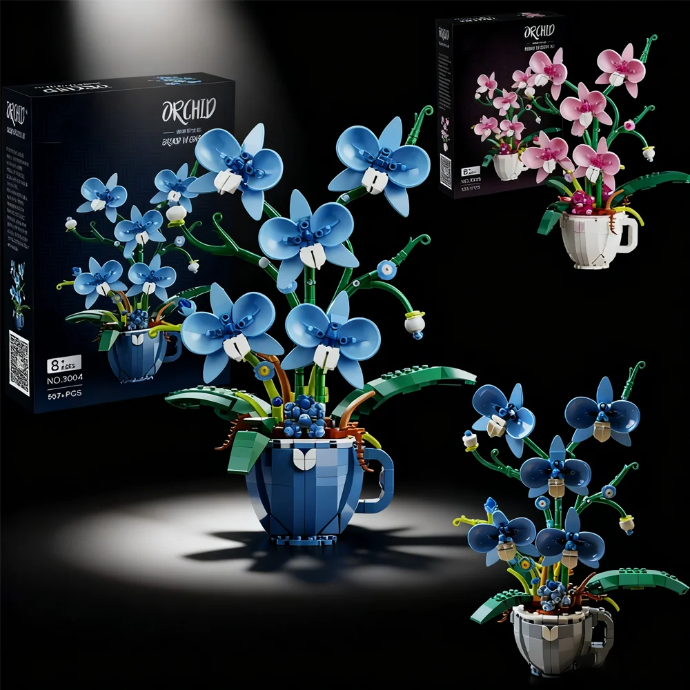 567 قطعة باقة الزهور زهرة اللبنات مجموعة كتلة نبات بونساي نموذج الطوب رومانسية DIY بها بنفسك هدية عيد ميلاد عيد الحب #1