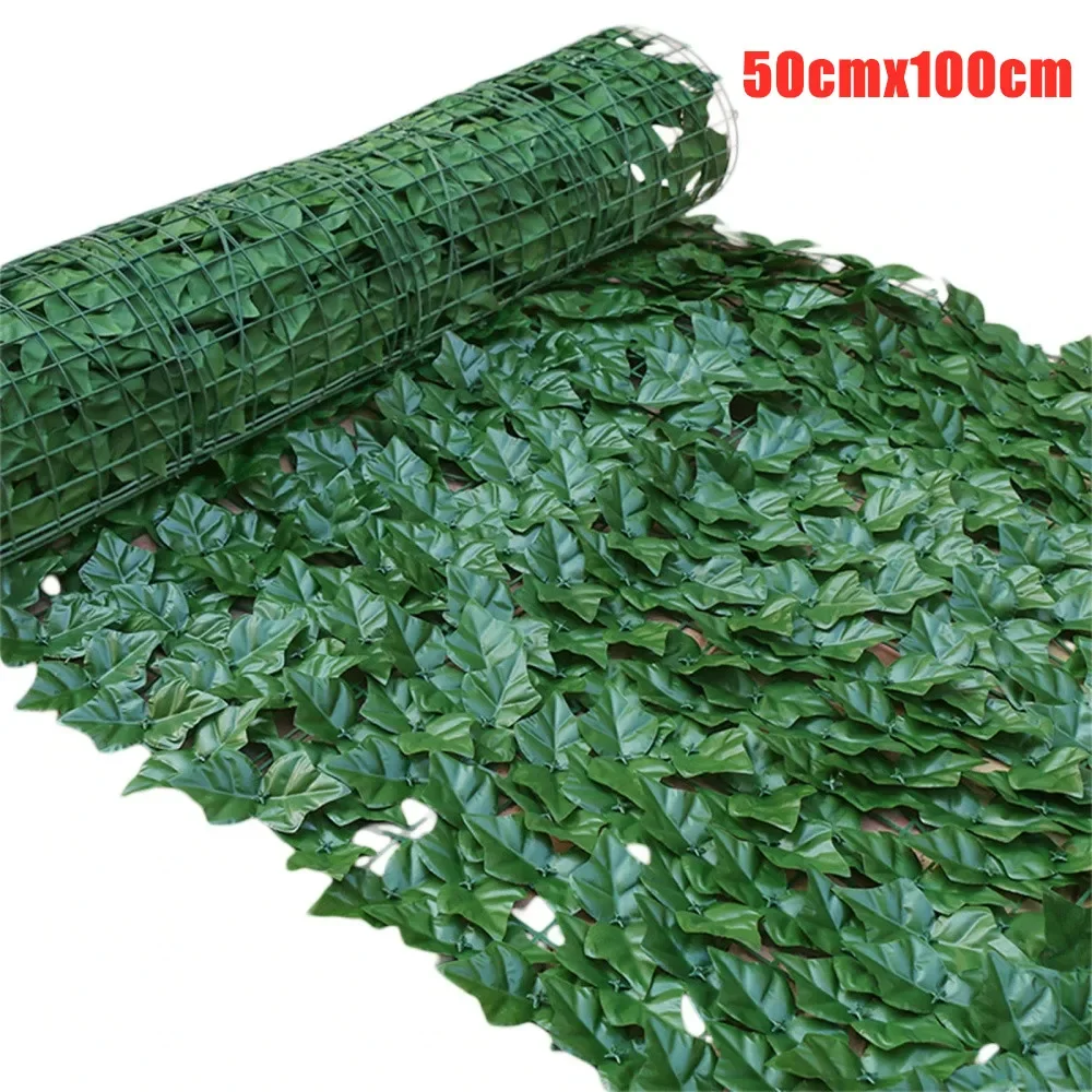Flores artificiais removíveis e folhas cerca, Decoração do jardim ao ar livre, Hedge Privacy Protection, Parede da flor da folha verde, 50x100cm