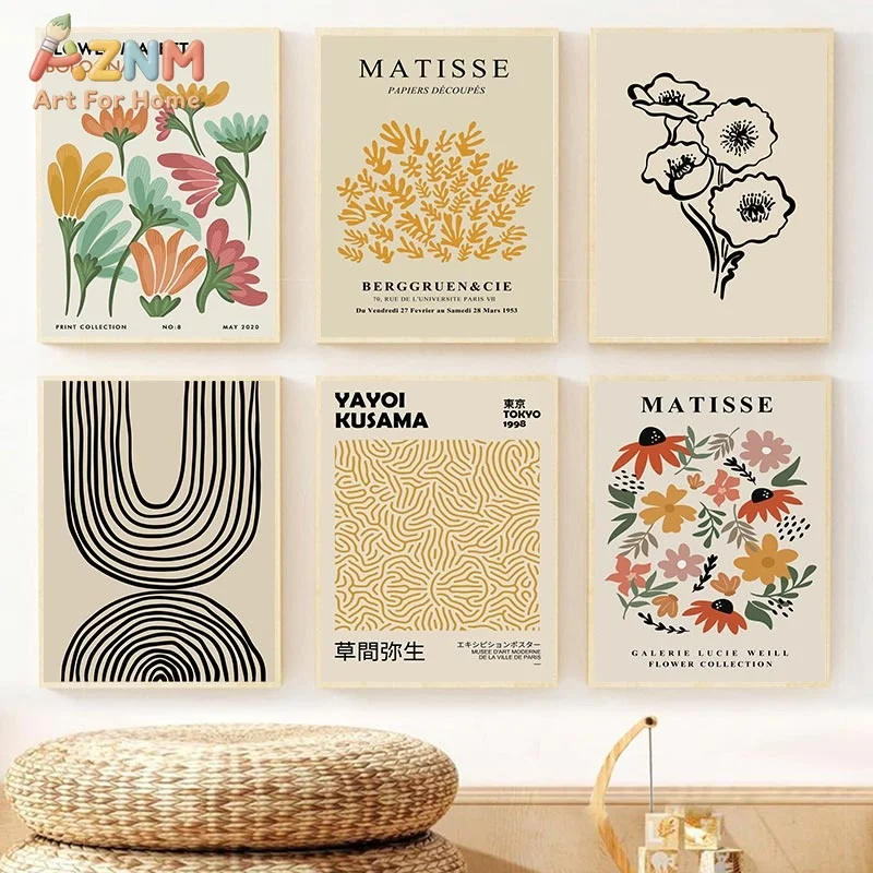 Matisse Poster Yayoi Kusama Posters and Prints Canvas Patings Flower Market Wall Art Pictures for Living Room Boho Decor
