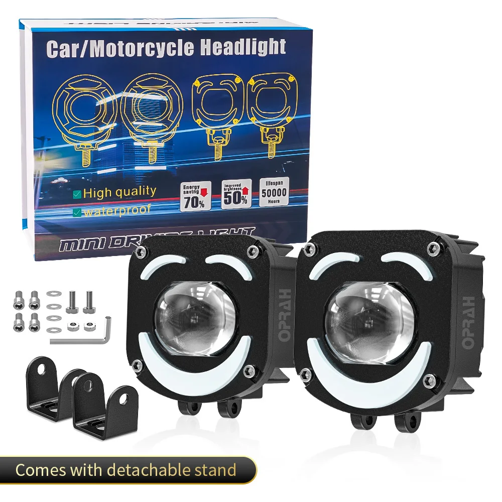 

Motorcycle LED Headlight Spotlight Auxiliary Projector ATV Scooter Lens Driving Lamp Work Light Fog Lamp Dual Color White Yellow