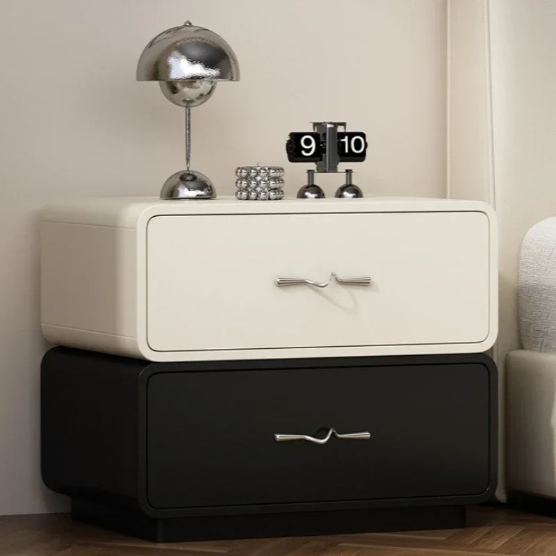 Multi-functional Solid wood paint bedside table household bedroom light luxury storage cabinet sturdy and durable