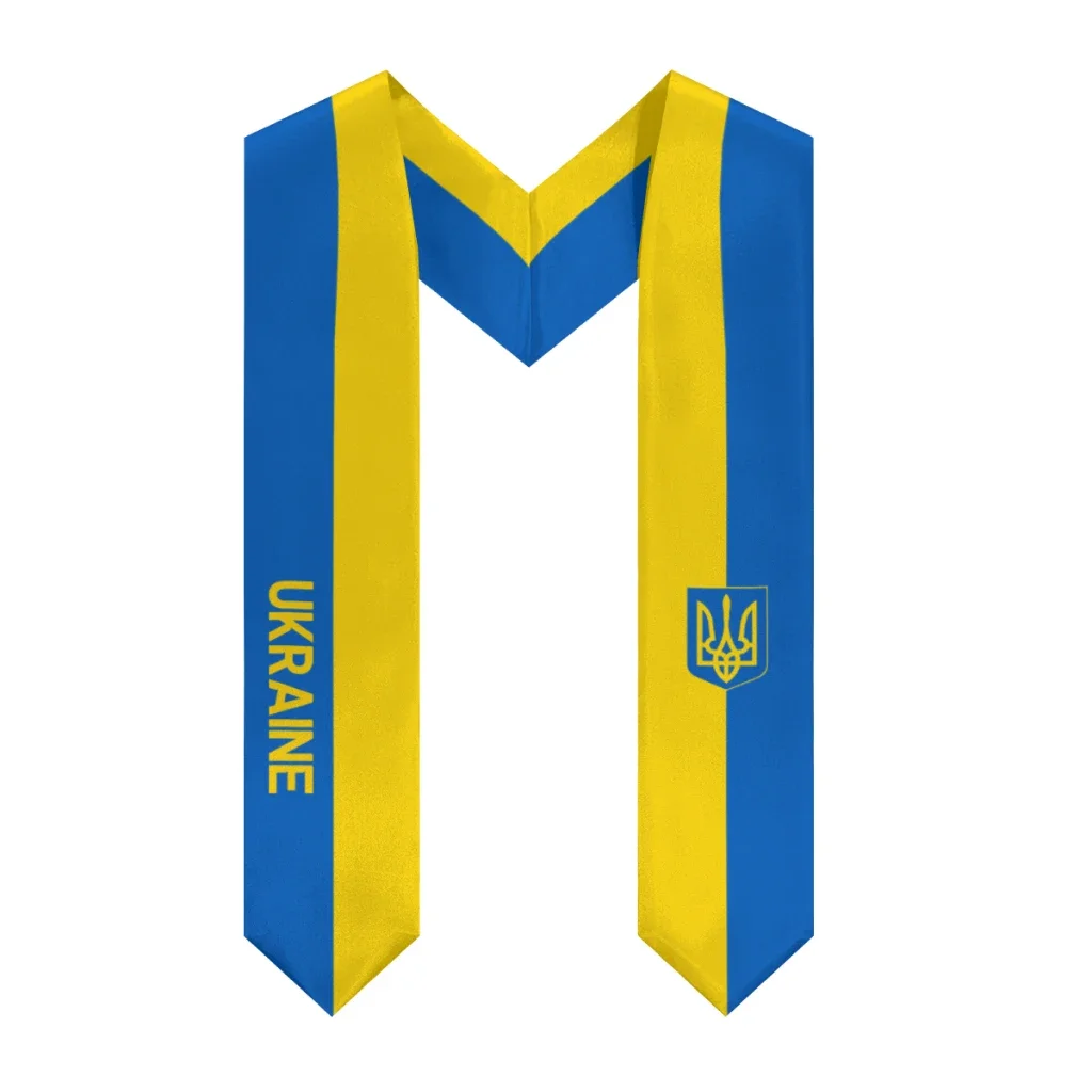 Customization More Design Graduation Shawl Ukraine Flag & United States Flag Stole Sash Honor Study Aboard International Student