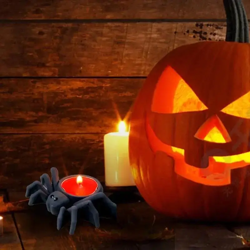 Halloween Gothic Spider Silicone Mold 3D Handmade Candlestick Candle Cup Mold Creative Candle Making Decor Accessories