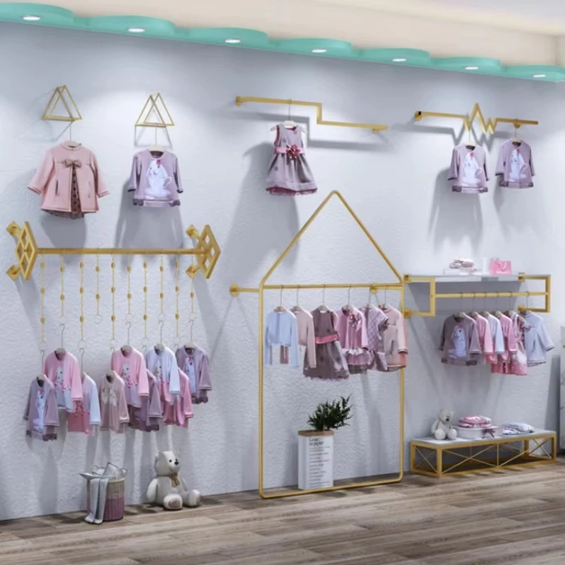 Custom children's clothes wall-mounted display stand children's clothing hanger boutique interior design