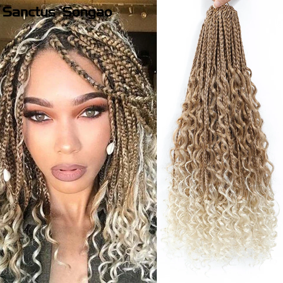 

14 20 Inch Box Braids Crochet Hair Messy Bohemian Soft Goddess Faux Locs Braiding Hair Extensions Synthetic Locks Crochet Hair