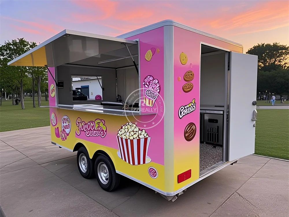 2025 New Customizable Outdoor Food Trailer Mobile Street Food Truck BBQ Burger Ice Cream Truck