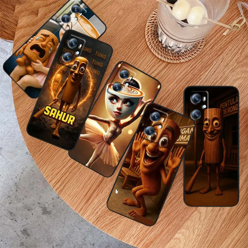 

Tung Tung Tung Sahur Cartoon For OPPO Reno 7 A96 A40 A58 5 6 Realme GT A74 A78 Neo2 A74 A78 Find X5 X3 X7 X8 Black Phone Case