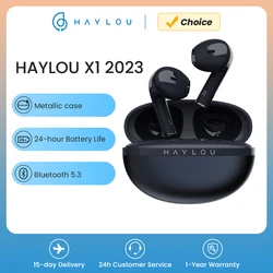 HAYLOU X1 2023 TWS fone de ouvido Bluetooth, fone de ouvido sem fio, caso metálico, 12mm, driver dinâmico, bateria 24H, esportes Earbuds, BT5.3