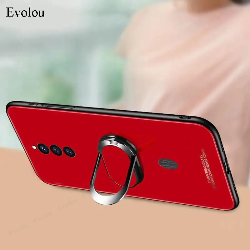 Tempered Glass Magnetic Ring Stand Holder Phone Case For OPPO Reno 10 Pro Plus Shockproof Lanyard Back Cover FOR Reno 9 Pro 8T 7
