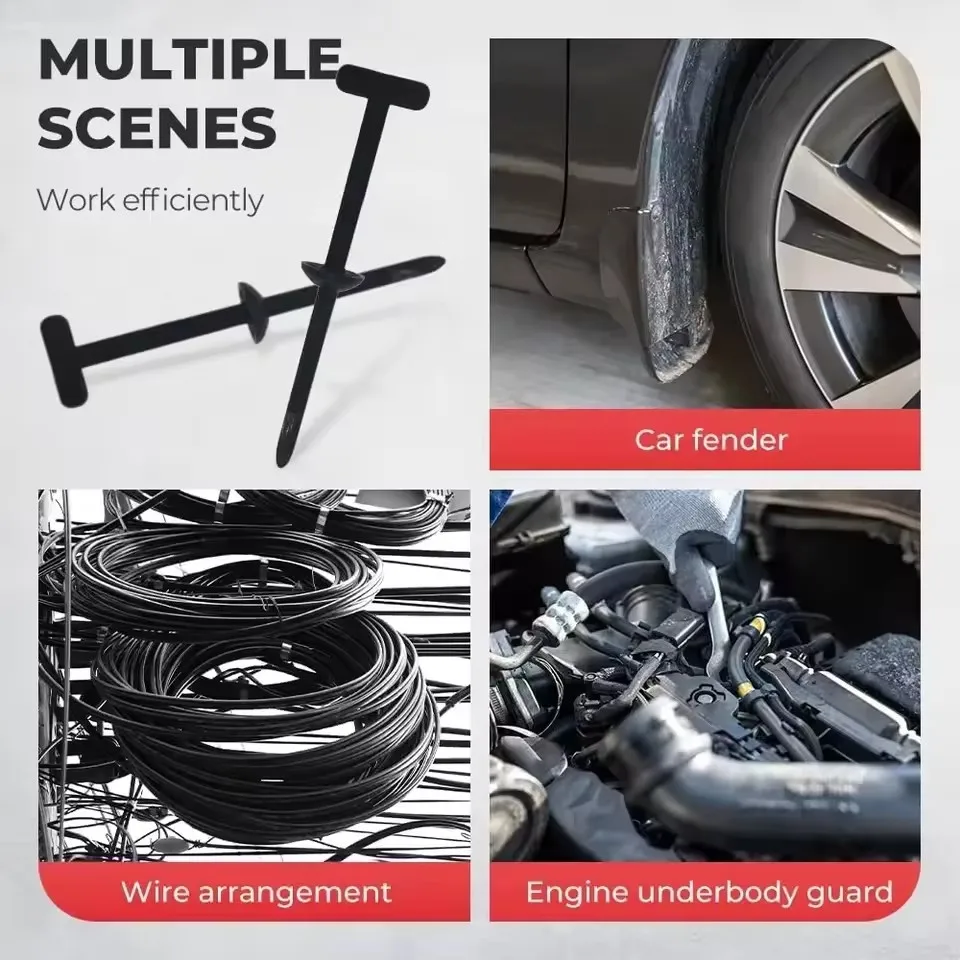 Nylon Universal Cable Tie Buckle-Heavy Duty Zip Ties Holder with Pin & Button Design Plastic Cable Ties Tool Fasteners Car Body view 5