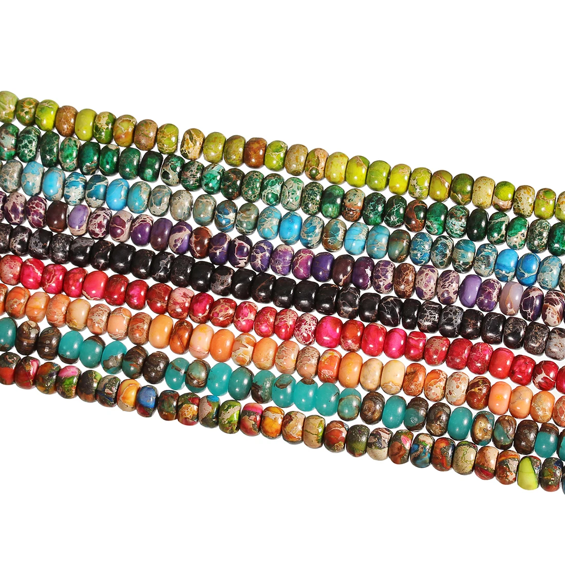 

1String Natural Stone Abacus Beads with Colorful Pattern High Quality Oval and Square Beads For Jewelry Bracelet Necklace Making