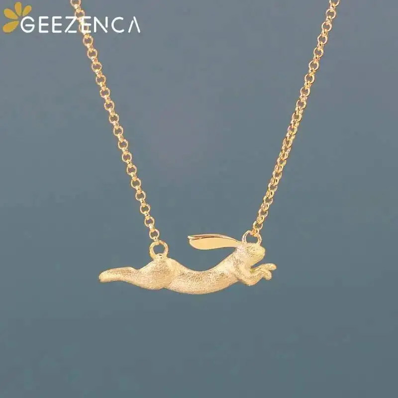 S925 Sterling Silver 3D Rabbit Pendant Necklace for Women