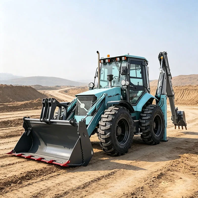 For Utility Project Backhoe Loader 4x4 Digger Tractor 5 Ton with Front Bucket Rear Digger for Earthmoving Work Project