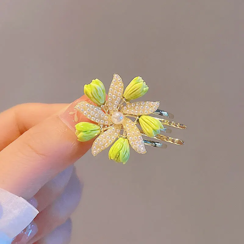 2024 New Fashion Korean Style Alloy Side Barrettes Hair Clips Summer Sweet Cute Bangs Clip Flowers Hair Accessories For Women