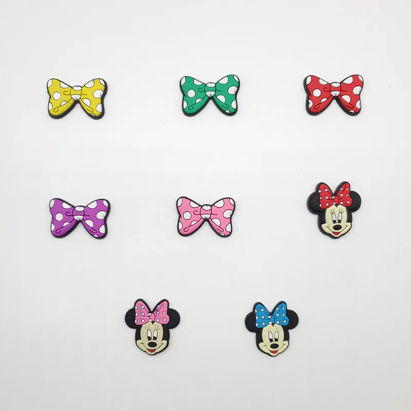 1Pcs Cute Disney Mickey Minnie Anime Shoe Buckle DIY  Charms Cartoon Character Bowknot  Accessories Kids Birthday Gift