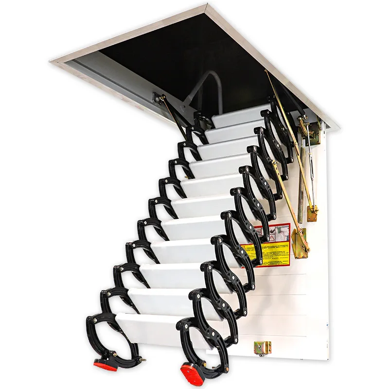 

【Hot】Electric telescopic staircase loft household indoor ladder invisible folding lifting tensile non-slip new Chinese steel