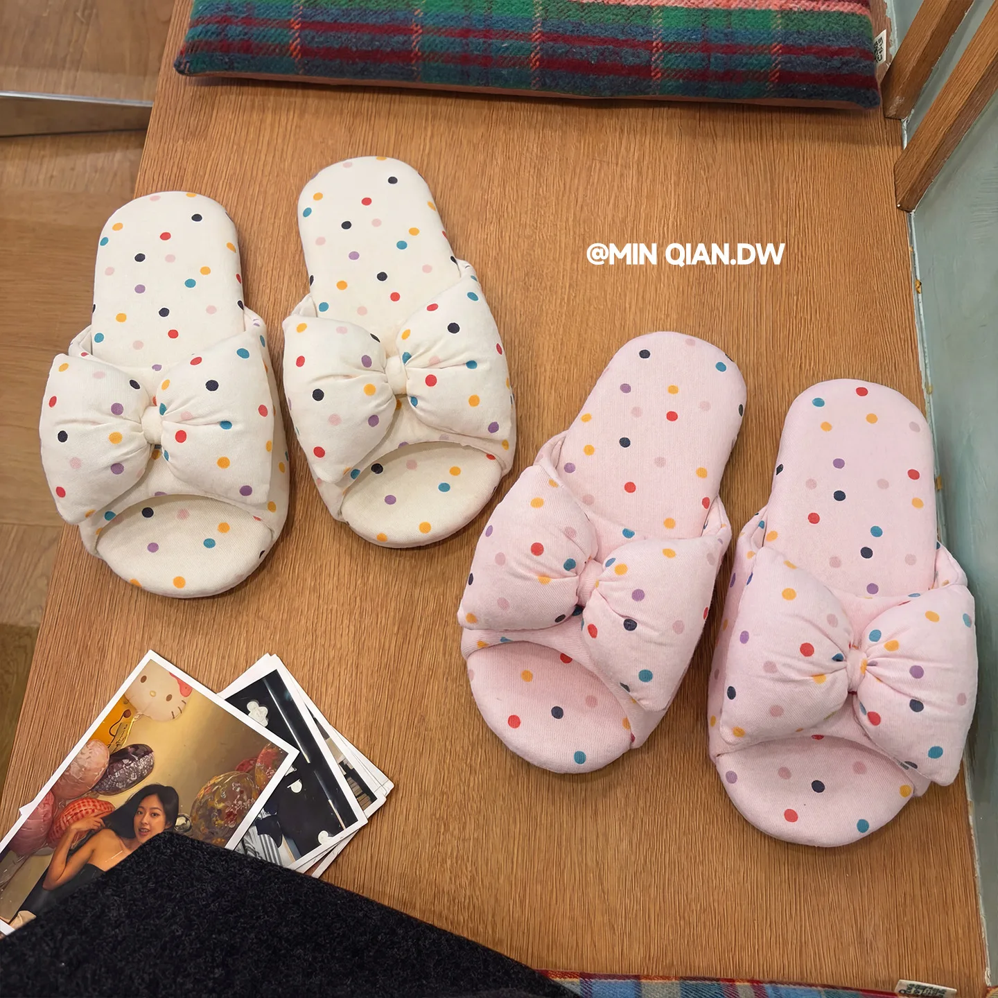 Spring Autumn Slippers Women's Wave Point Slippers Home Furnishings Indoor Non Slip Cloth Bottom Soft Bottom Non Slip Slippers