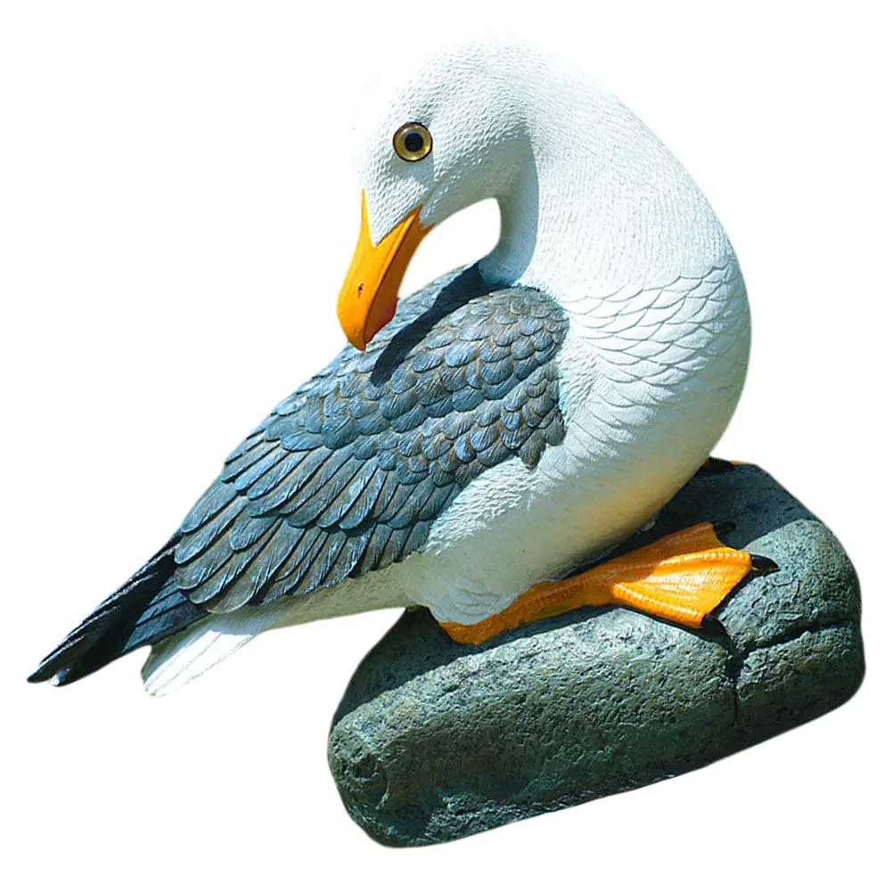 1Pcs Mediterranean Style Seagull Resin Ornament Handcrafted Landscape Decor Stylish Gift for Family Friends Colleagues Vivid