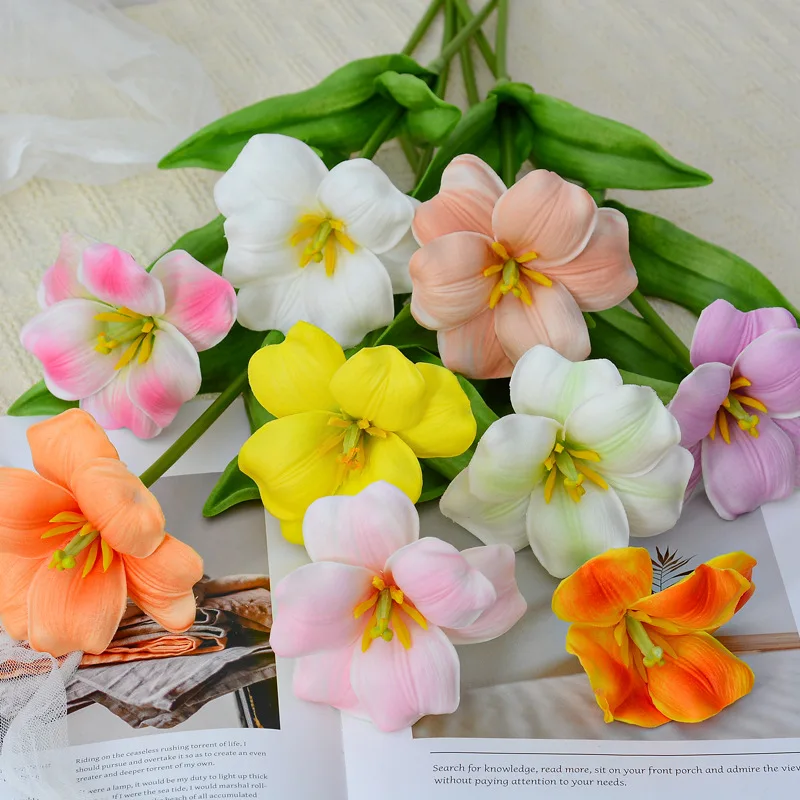 

2pc 50cm Tulip Artificial Flower White Champagne Flower Flower Arrangement Bonsai Material Home Dining Table Flower Decoration W