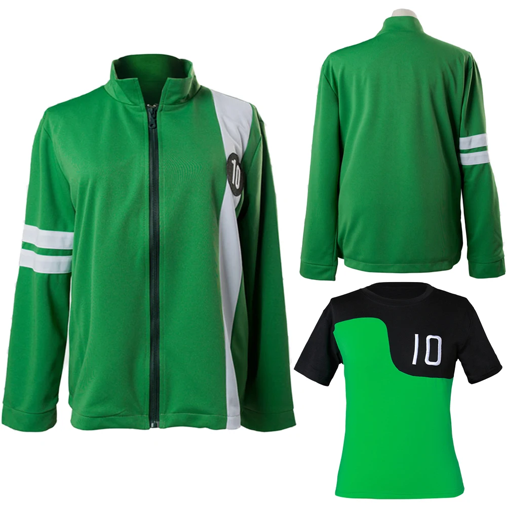 Fantasia Ben Tennyson 10 Cosplay 8 Years Boys Men Jacket T-shirt Cartoon Ben Disfraz Costume Halloween Carnival Party Clothes