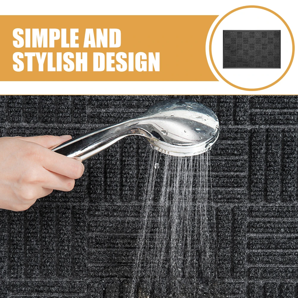 

Non slip Floor Mat 435x75cm Entrance Doormat Anti skid Ground Carpet Rubber Black Gray Door Pad