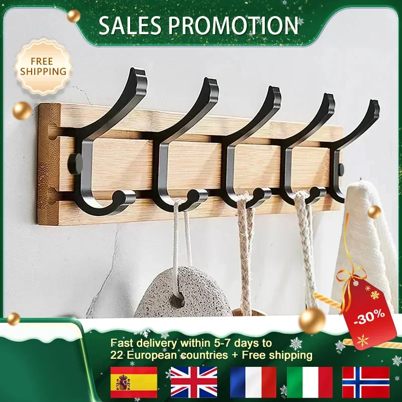 Wall Wooden Hooks for Hanging Coat Hanger, Wooden Rustic Country House Heavy Duty Towel Hooks for Hanging Coat Wall