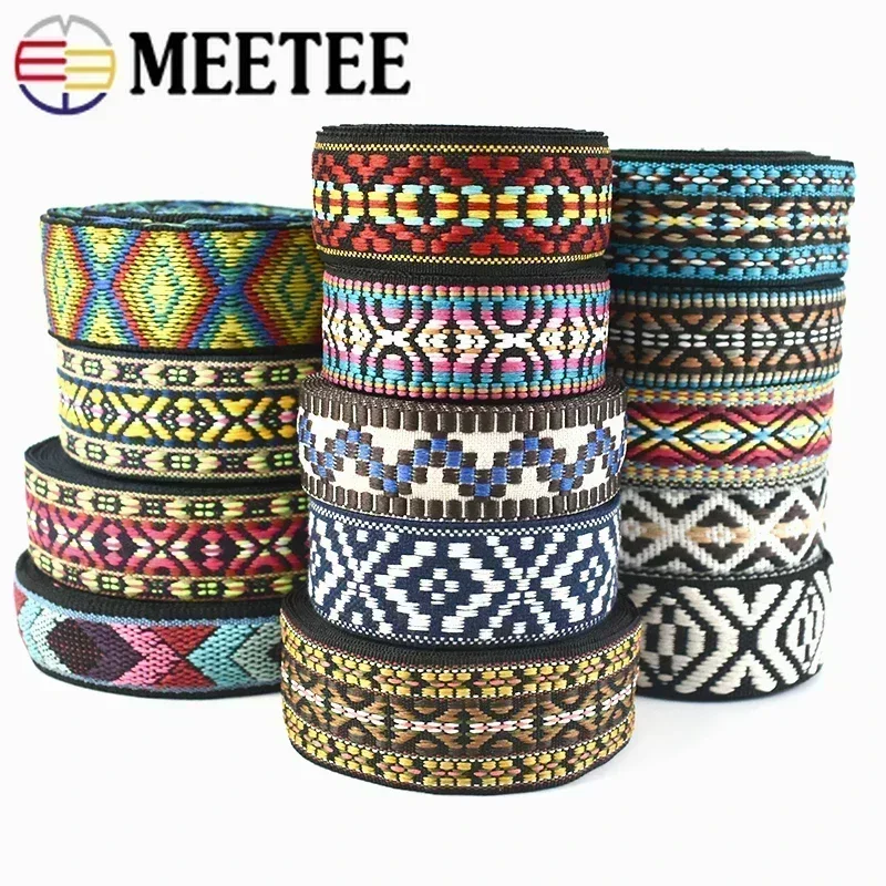 5Yards Meetee 30/38mm Polyester Cotton Jacquard Webbing DIY Sewing Webbings Ribbon Garment Bag Straps Bias Decorative Lace Tape