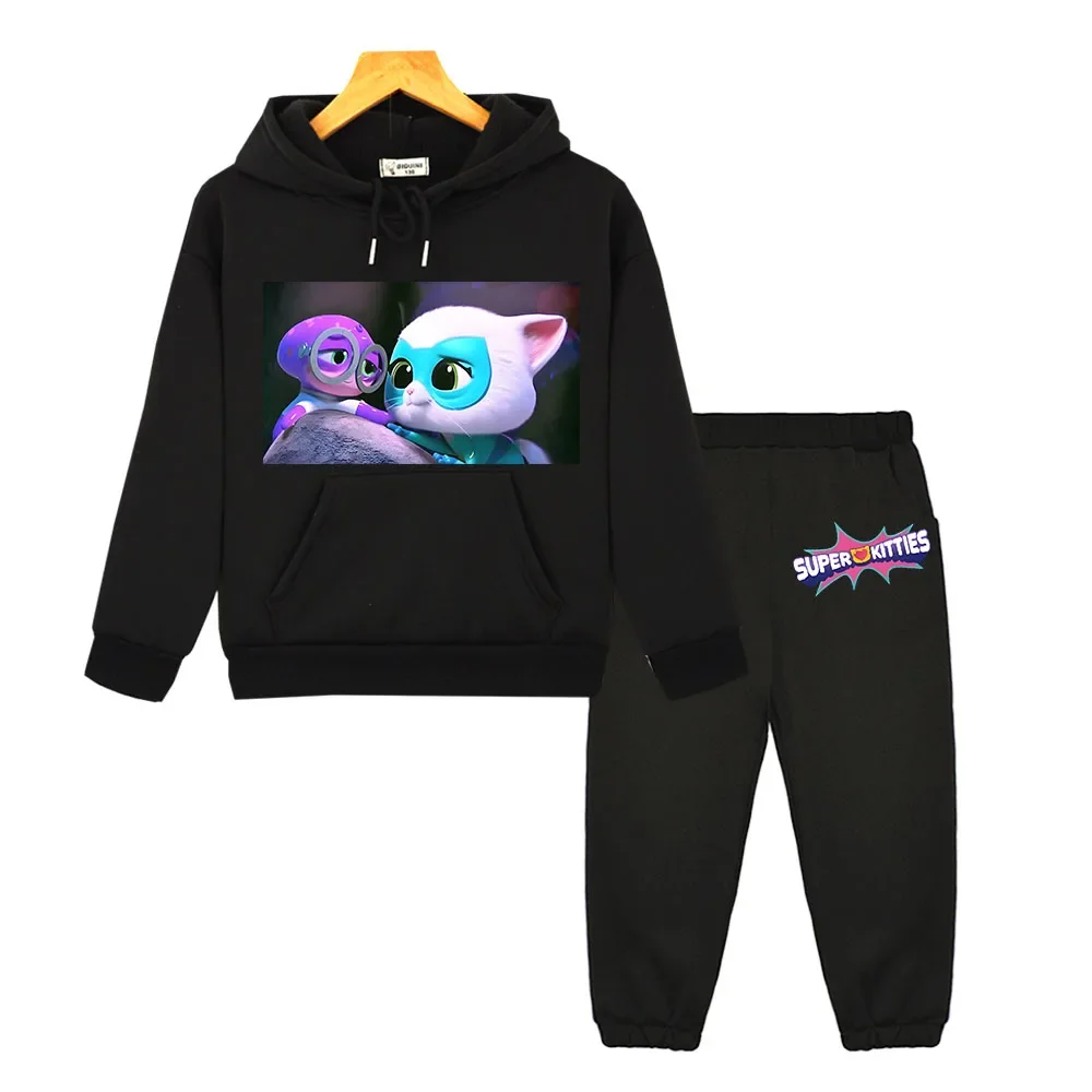 Hooded Sets Super Kitties kids boutique clothes Fleece Sweatshirt Anime hoodie for boys girls Autumn y2k Pullover Casual Jacket