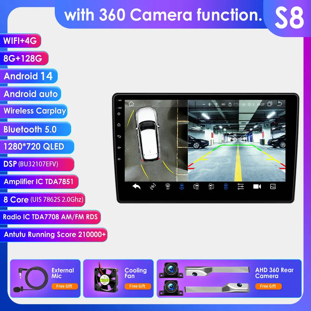 Hizpo 10.1'' autoradio voor Citroen C5 2008 - 2017 Draadloze Carplay Android Auto Multimedia Videospeler 2 DIN Radio Autoradio GPS Stereo Slimme Intelligente Systemen IPS Touchscreen Hoofdunit