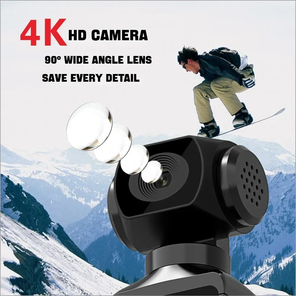 270° Rotatable 4K Ultra HD Pocket Action Camera Vlog Wifi Mini Sports Cam Waterproof Case Helmet Travel Bicycle Driver Recorder