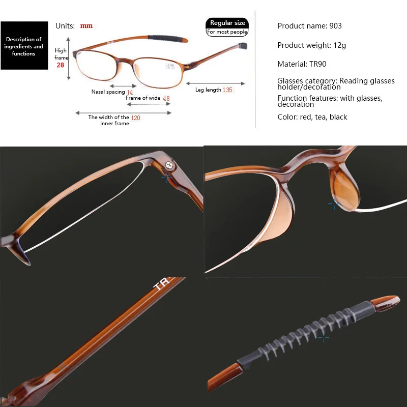 Women Men Unbreakable Cheap Reading Glasses TR90 Ultra-Light Resin Presbyopic Magnifier Diopter +1.0 1.5 2.0 2.5 3.0 3.5 4.0