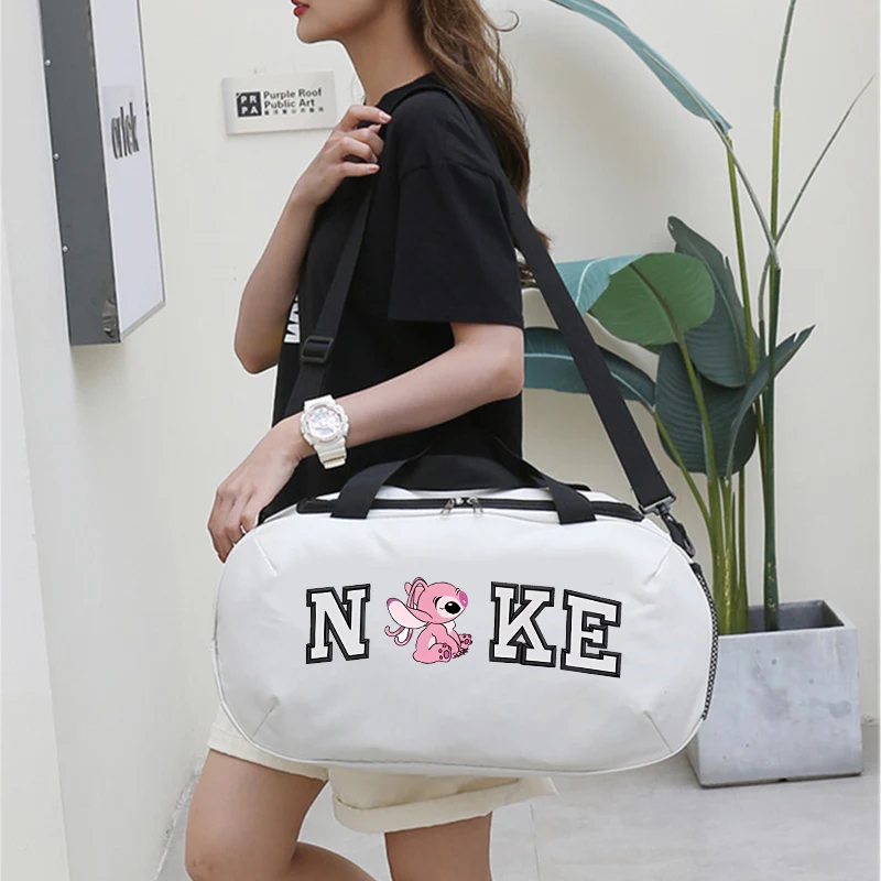 Stitch Women Travel Bag Kawaii Men Cartoon Printed Luggage Bags Outdoor Camping High Capacity Backpack Oxford Cloth Gym Bag