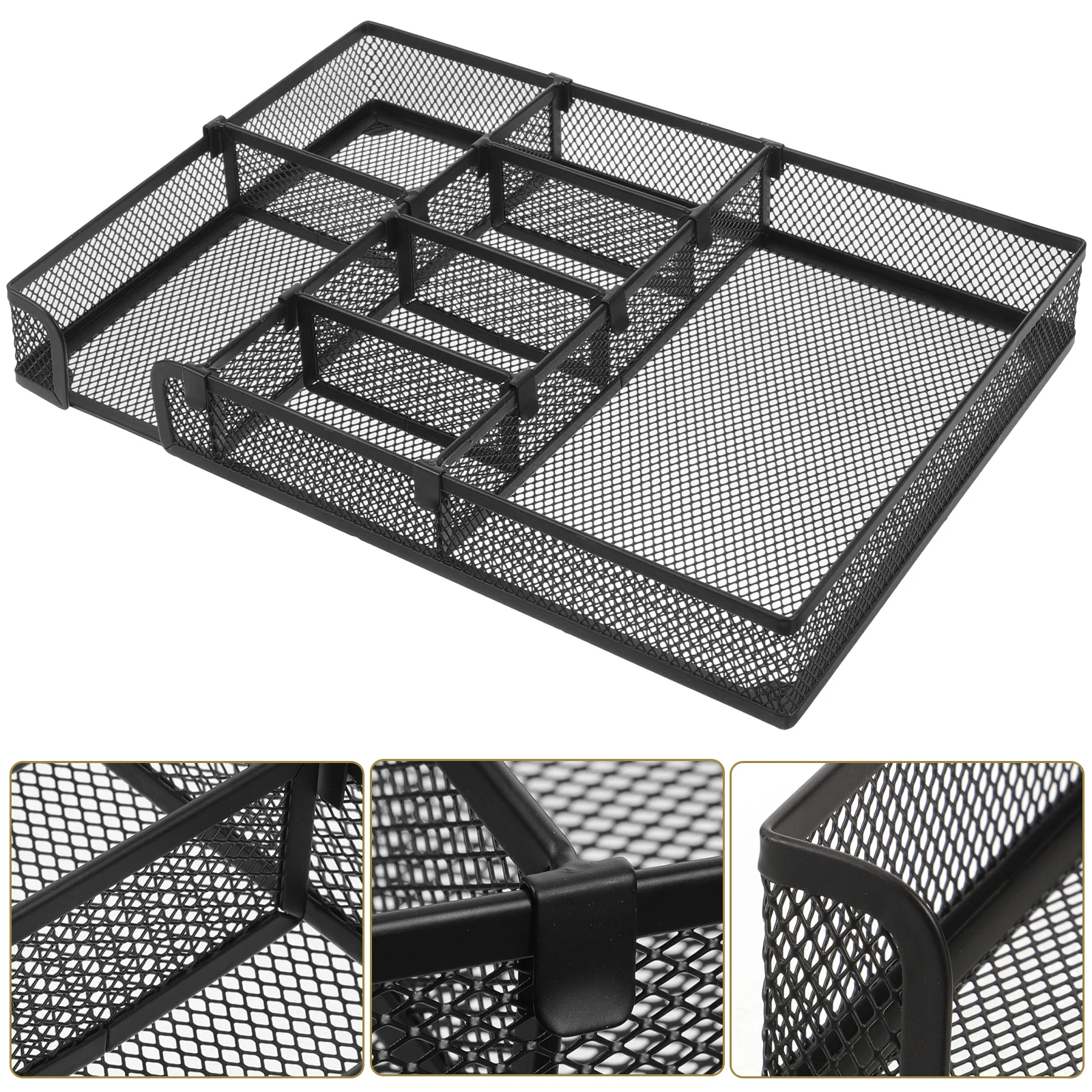 

Drawer Organizer Metal Mesh File Holder Desk Folder Storage Basket Black Document Organizer For Office Desktop