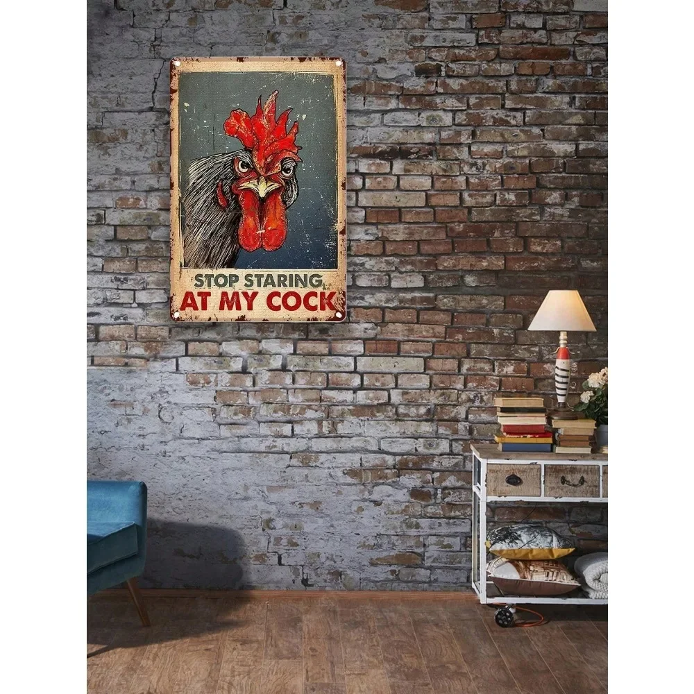 1 قطعة لوحة معدنية للدجاج مقاومة للماء: علامة عتيقة مقاس 8 × 12 بوصة! ديكور "وقف عن التحديق في كوكر الخاص بي" للبار والجراج | التسليم المحلي #5