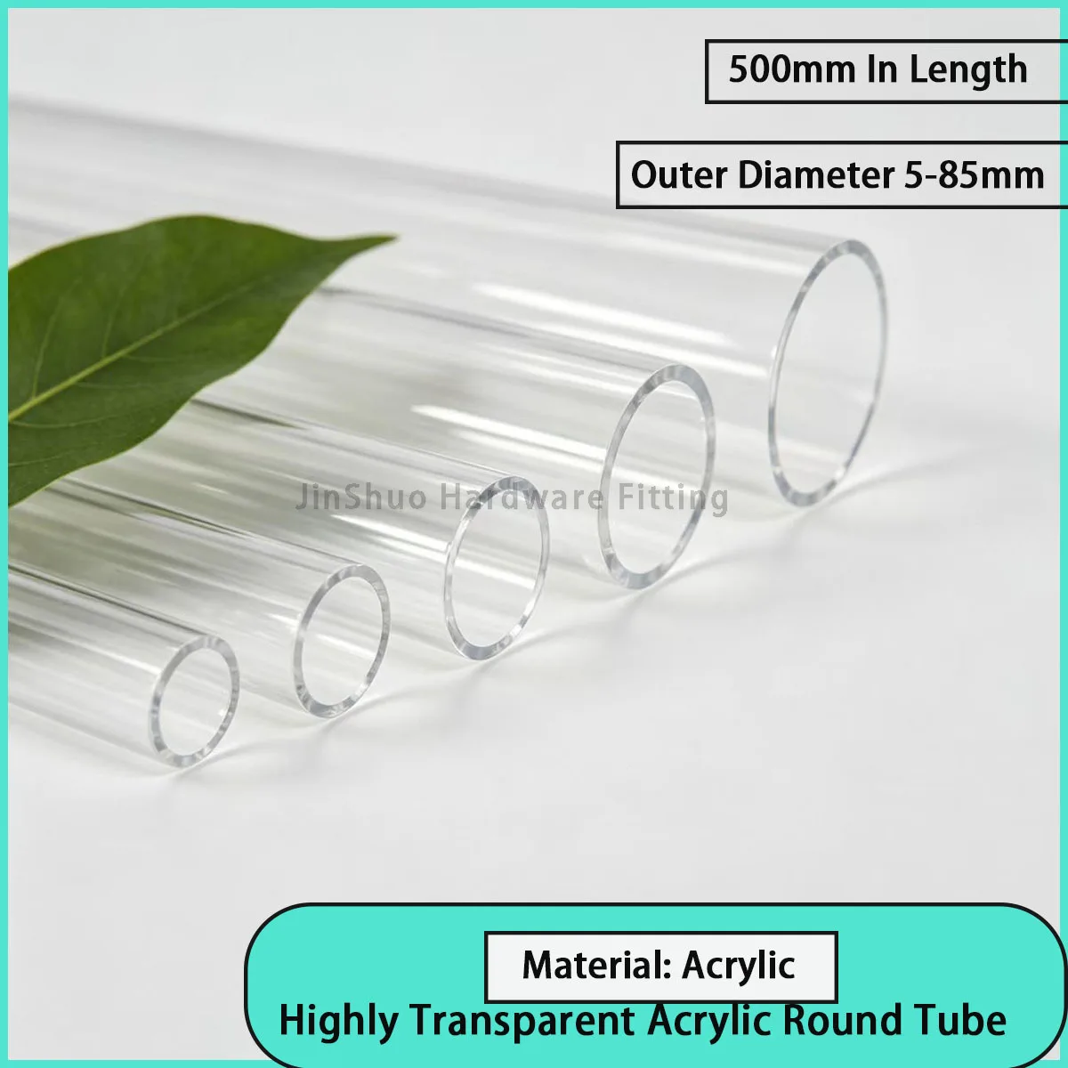 High transparent acrylic round tube with an outer diameter of 5-85mm is used for lighting fixtures, aquarium fittings,  etc