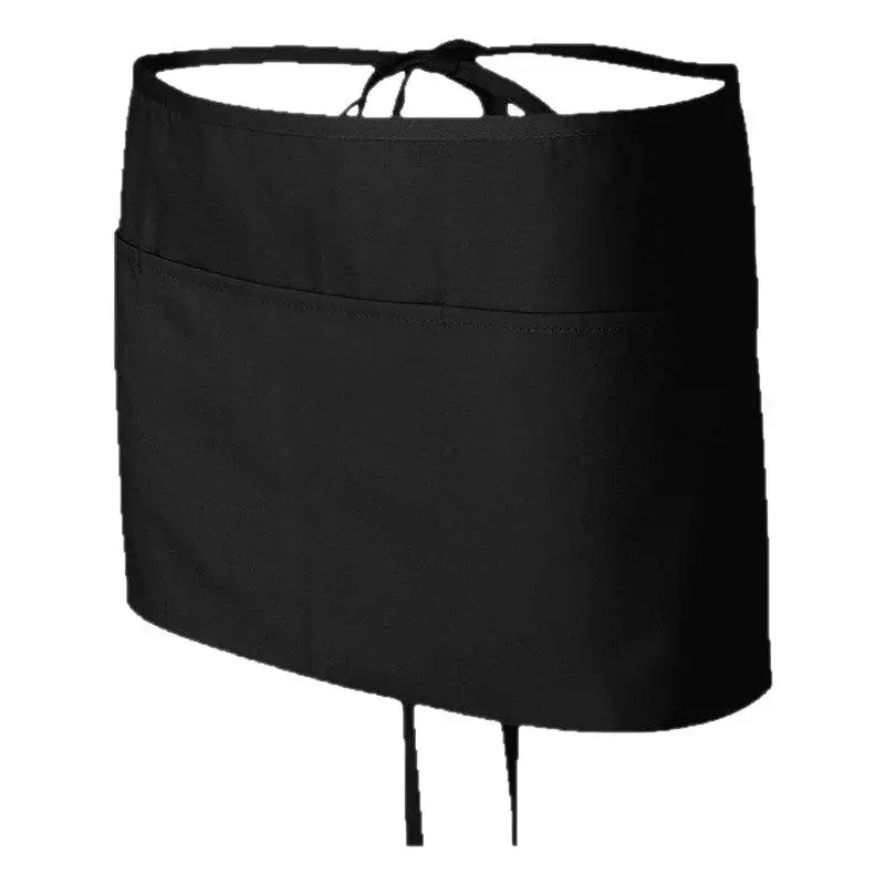 Modern Waist Aprons,, Large Pocket for Barista, Server, Bartender - Black Half Bib Work Apron for Cafe & Restaurant〔CC88〕